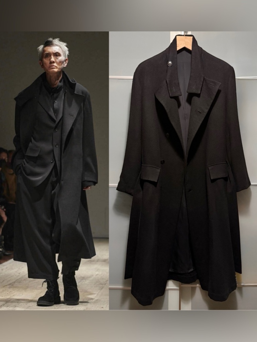 Yohji Yamamoto 
Men’s Wool blend Long Trench Coat - Japan